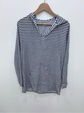 Carve Designs Harper Beach Hoodie Swim Cover Up Navy Haku Size XS blue white